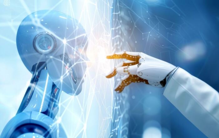 Roboter und Mensch treffen aufeinander